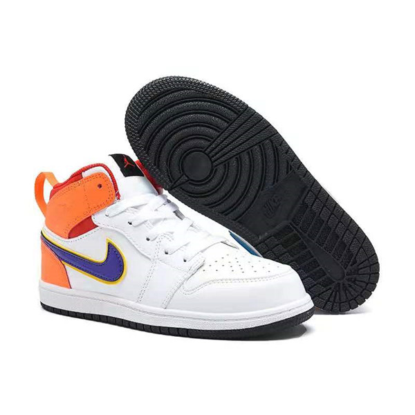 Youth Running Weapon Air Jordan 1 White/Orange Shoes 1003